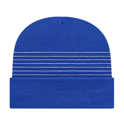 Thin Striped Knit Cap with Cuff