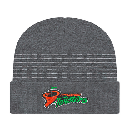 Thin Striped Knit Cap with Cuff