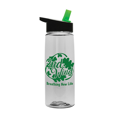 The Flair 26 oz. Transparent Flair Tritan Renew Bottle with Flip Straw lid, Screen Print