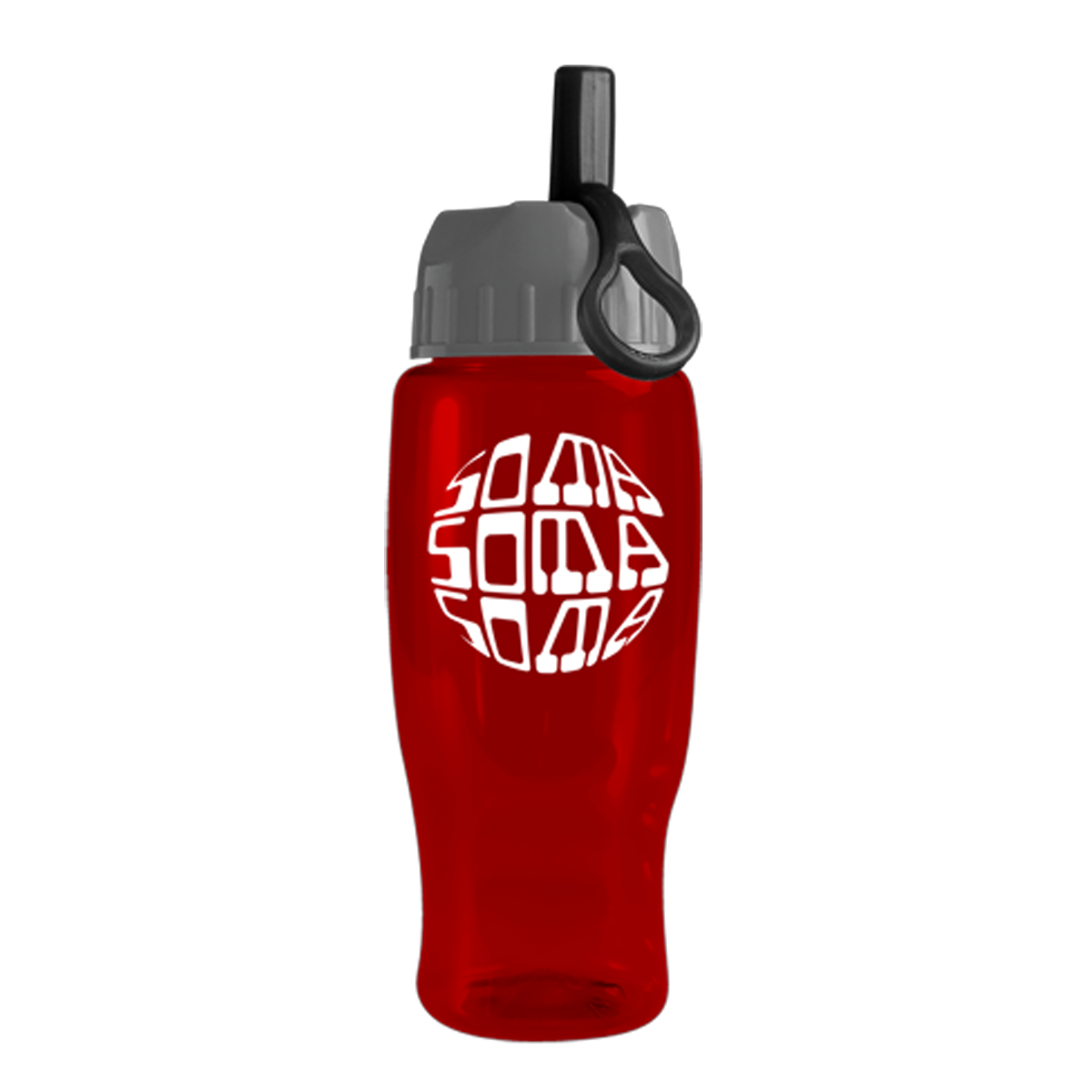 UpCycle Poly-Pure 27 Oz. Transparent Bottle with Ring Straw Lid, Full Color