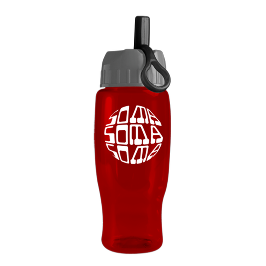 UpCycle Poly-Pure 27 Oz. Transparent Bottle with Ring Straw Lid, Full Color