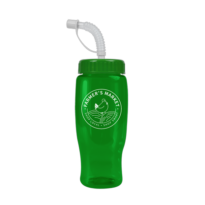 UpCycle - Poly-Pure 27 Oz. Transparent Bottle with Straw Lid, Screen Print