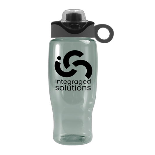 UpCycle - Poly-Pure 27 Oz. Transparent Bottle with Drink-Thru Snap On Silicone Loop Handle Lid, Full Color