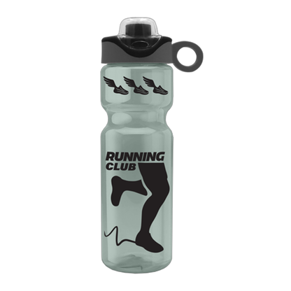 Champion 28 oz. Transparent Bottle with Drink-Thru Snap On Silicone Loop Handle Lid, Full Color