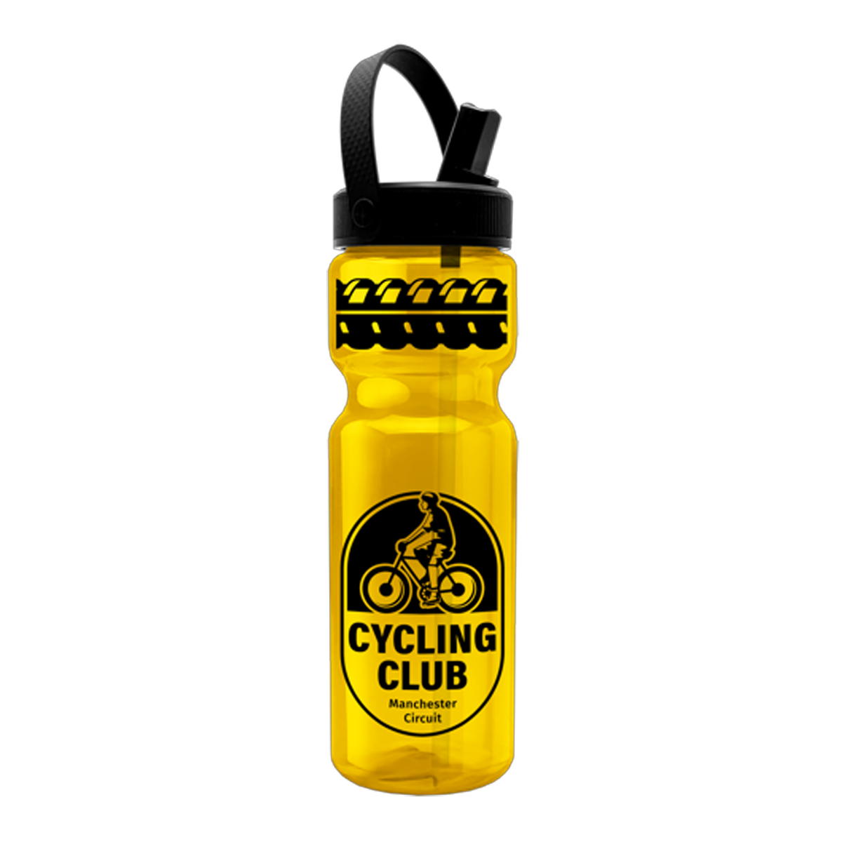 Champion 28 oz. Transparent Bottle with Flip Straw Swivel Handle Lid, Screen Print