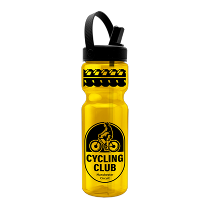 Champion 28 oz. Transparent Bottle with Flip Straw Swivel Handle Lid, Screen Print