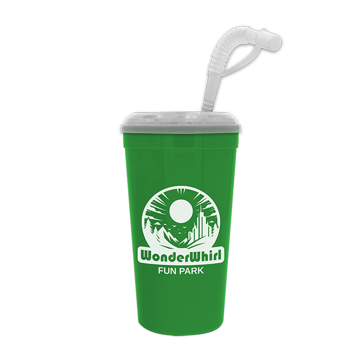 Super Size 32 oz Stadium Cup with Lid and Straw, Screen Print