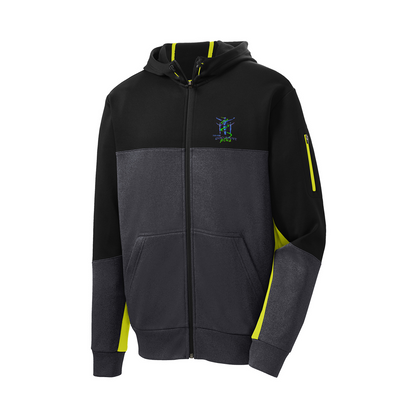 Sport-Tek® Tech Fleece Colorblock Full-Zip Hooded Jacket, Full Color
