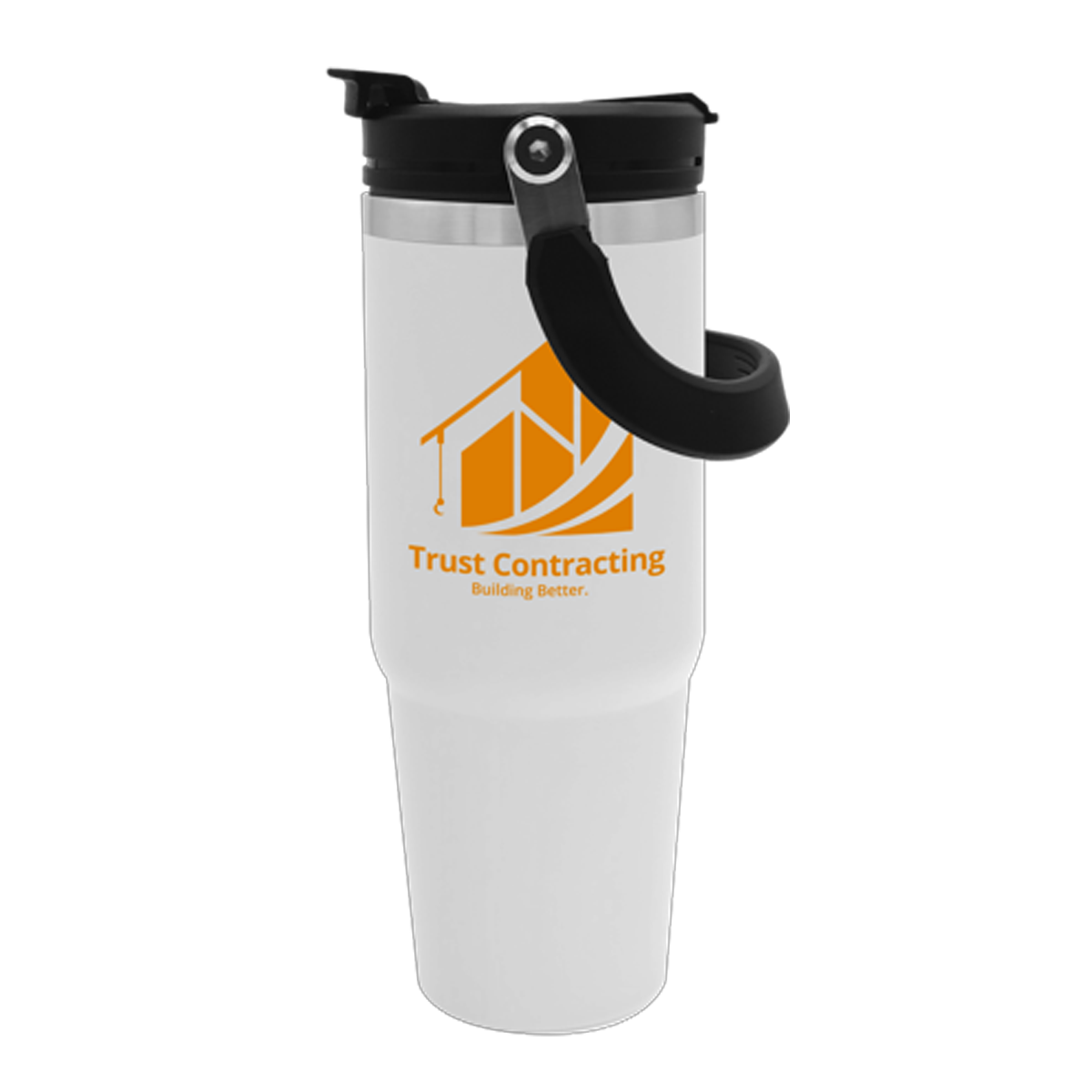 The Bravo 30 oz. Stainless Steel Tumbler with Flip Top Drink Thru and Straw Lid, Screen Print