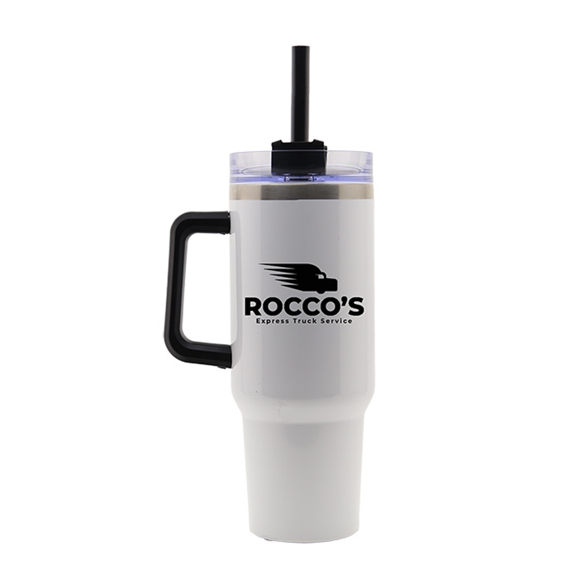 The Trek 40 oz. Extra Large Stainless Steel Mug with Handle and Straw, Screen Print