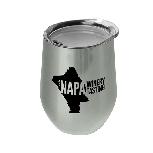 The Vino - 10 oz. Stainless Steel Stemless Wine Glass Shaped Tumbler, Screen Print
