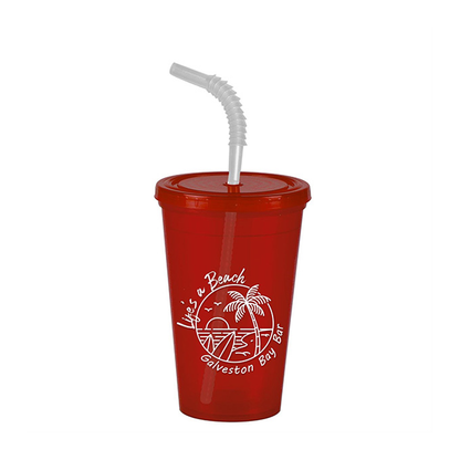 The Pioneer 16 oz. Insulated Straw Tumbler with Flex Straw, Screen Print