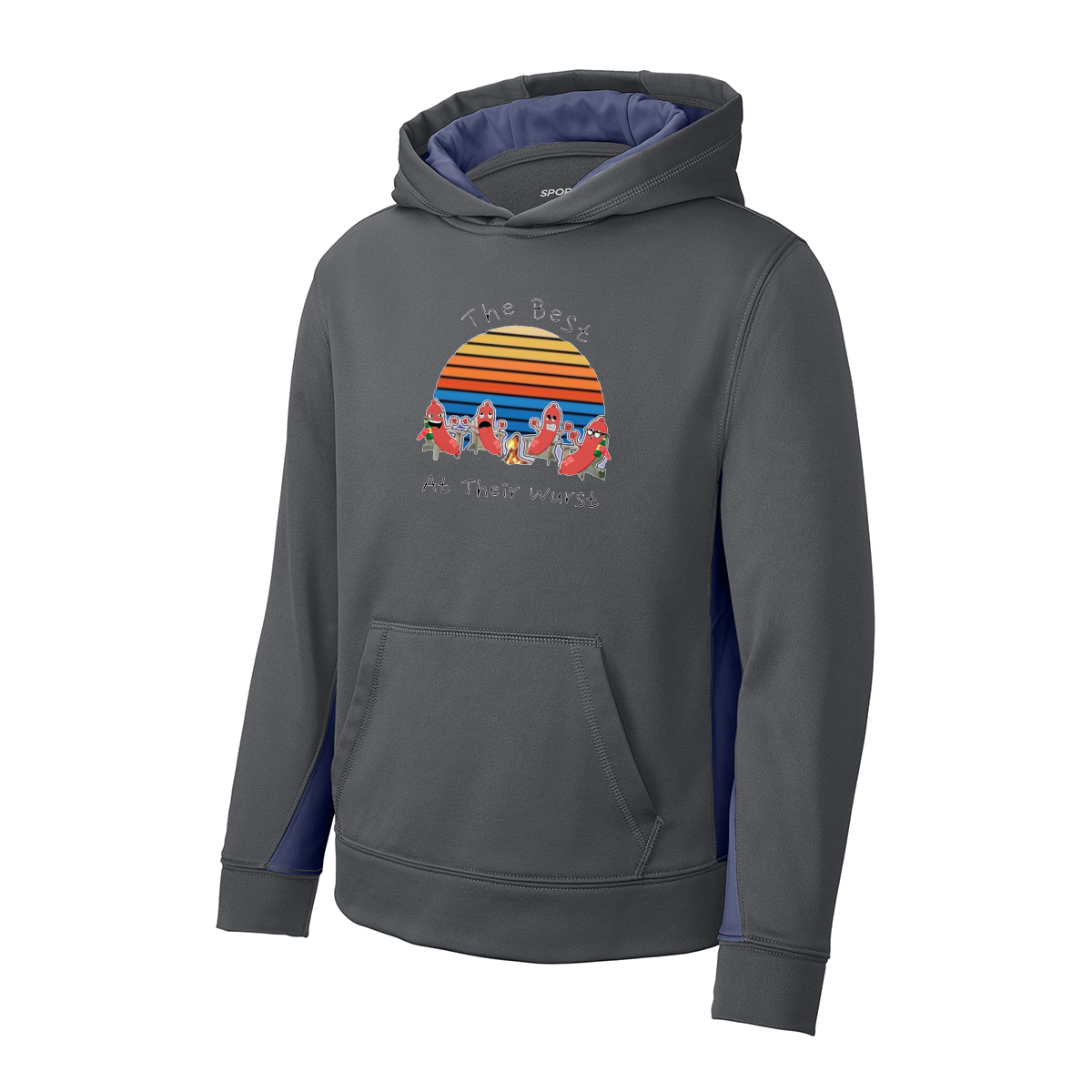 Sport-Tek® Youth Sport-Wick® Fleece Colorblock Hooded Pullover, Full Color
