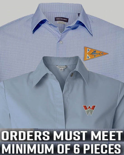 Button-down shirts with a company's logo embroidered on the front chest