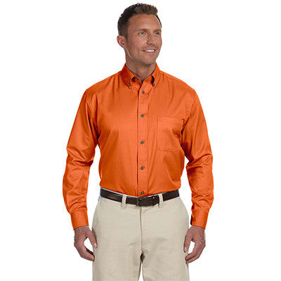 orange long sleeve dress shirt Orange Long Sleeve Summer Shirt | Men's High Collar Cotton Shirt