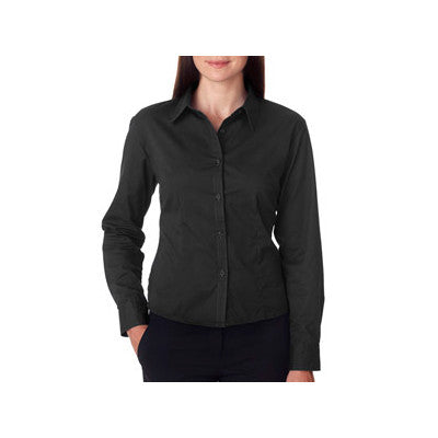 ladies black dress shirt Segal Women's Black Long Sleeve Dress Shirt