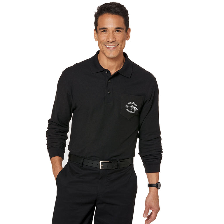 Port Authority Silk Touch Long-Sleeve Polo with Pocket