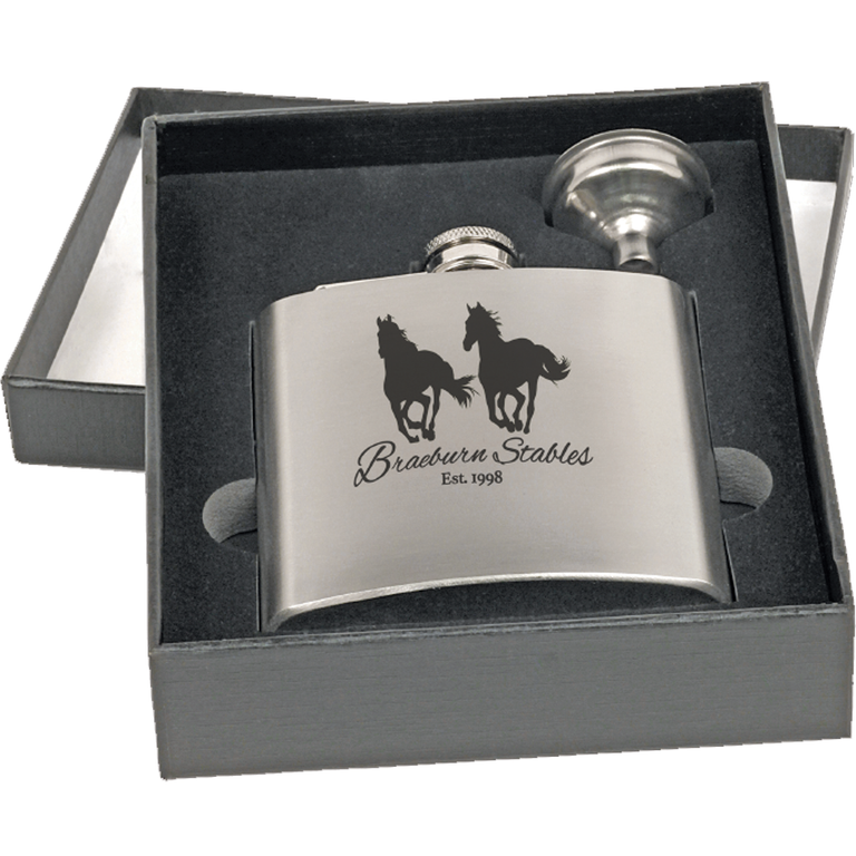 6 oz. Stainless Steel Flask Set in Presentation Box - LZR