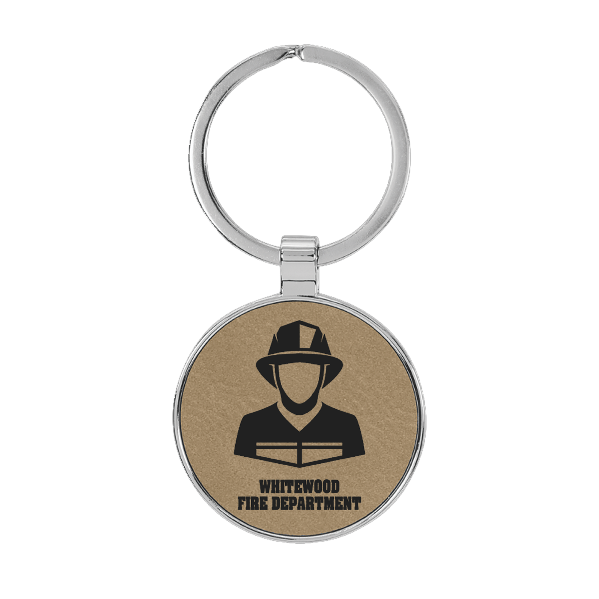 Laserable Leatherette/Metal Round Keychain - LZR