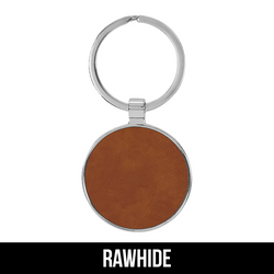Laserable Leatherette/Metal Round Keychain - LZR