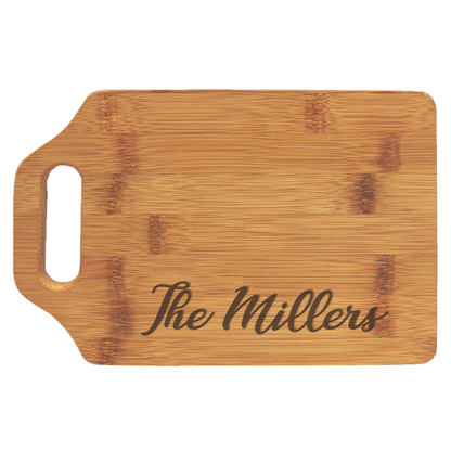 Custom Engraved Bamboo Cutting Board with Handle - LZR