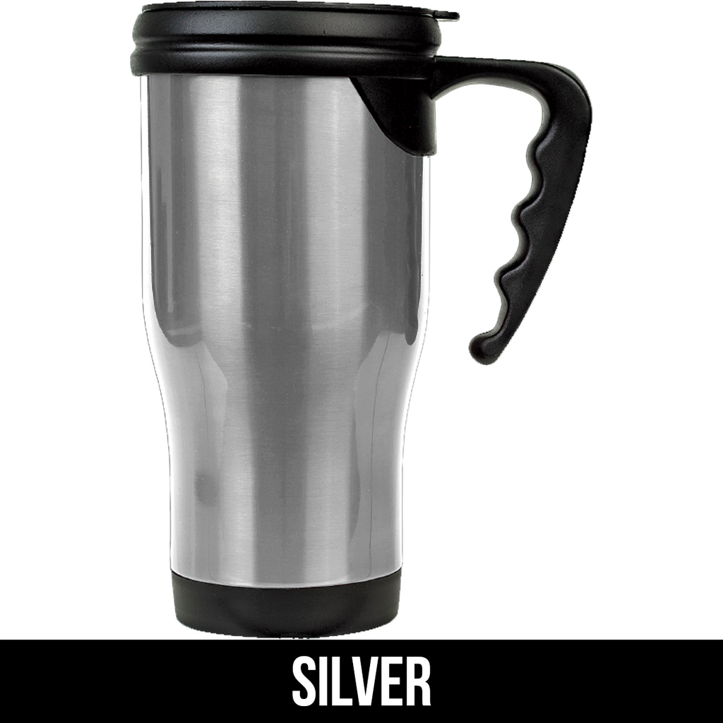 Customizable 14 oz Green Stainless Steel Travel Mug with Handle | 5x 7, PlaqueMaker