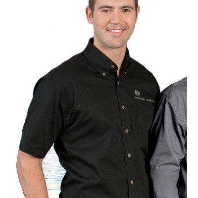 Harriton Mens Short-Sleeve Twill Shirt With Stain-Release - EZ Corporate Clothing
 - 1