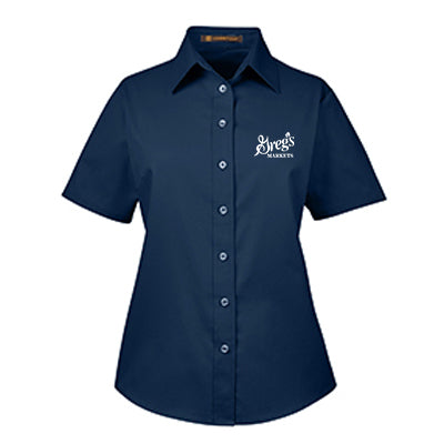 Custom Women's Short-Sleeve Woven Shirts with Logo Custom Women's Short-Sleeve Woven Shirts with Logo