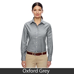 Harriton Ladies Long-Sleeve Oxford with Stain-Release - EZ Corporate Clothing
 - 4