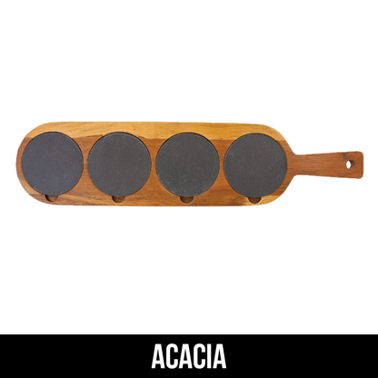 18 1/2" x 4 1/4" Acacia Wood/Slate Serving Board - LZR