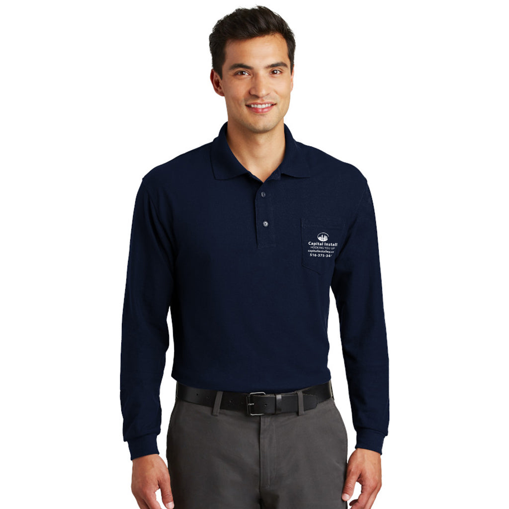 Dickies Adult Sized Short Sleeve Pique Polo Shirt - Dark Navy