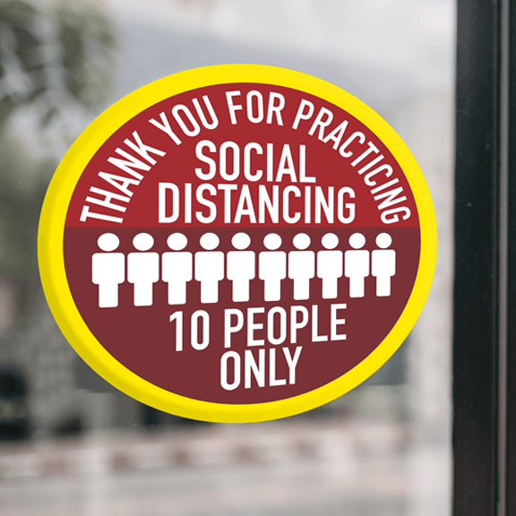 Social Distancing Window Custom Social Distancing Circular Window Graphic Decal Sticker Sign ...