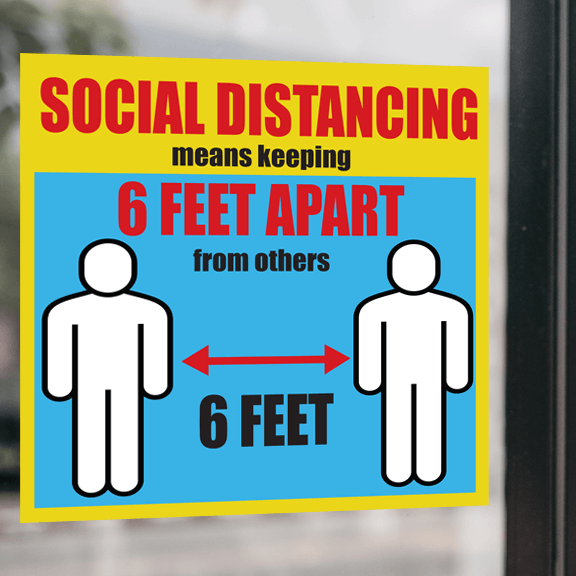Social Distancing Window Custom Social Distancing Rectangular Window Graphic Decal Sticker Sign ...