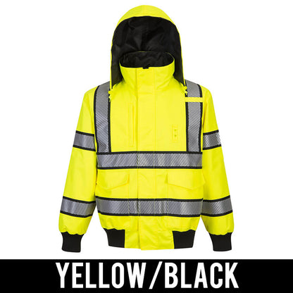 Portwest Hi-Vis Reversible Bomber Jacket, Yellow/Black